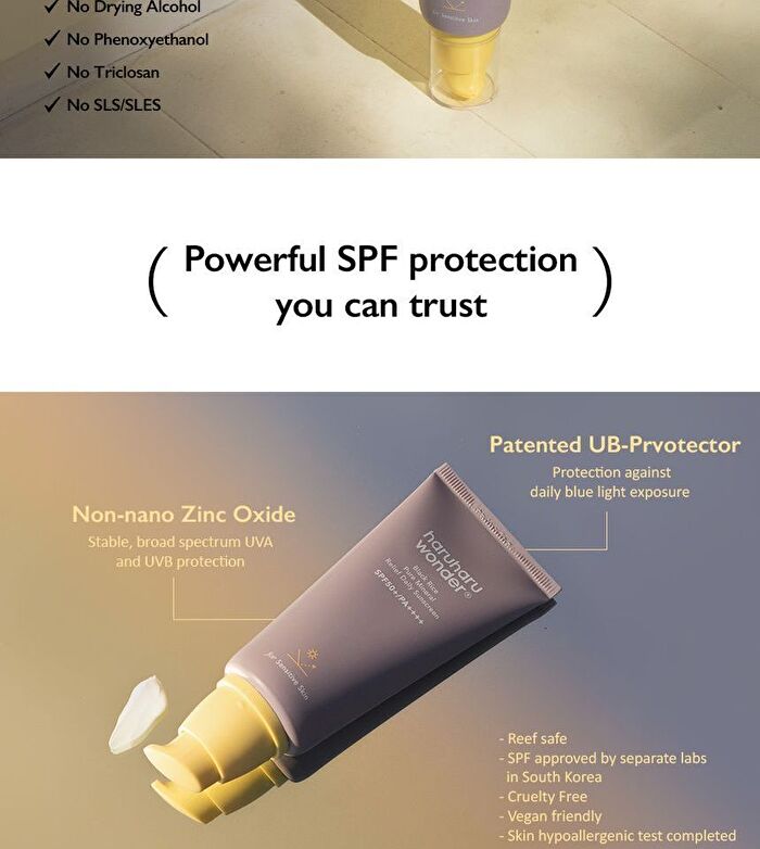 Haruharu Wonder Black Rice Pure Mineral Sunscreen Spf50 50ml