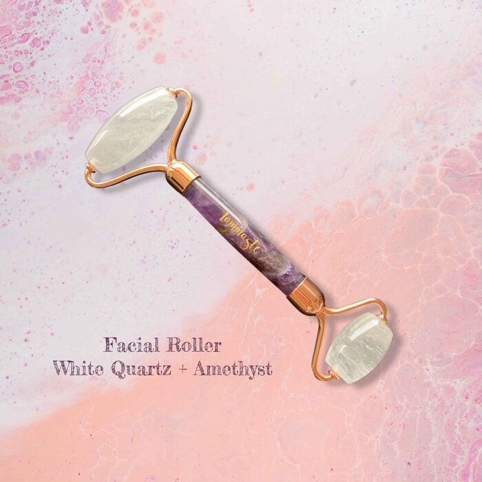 Lammaste Facial Roller | White Quartz | Amethyst Fixed Size