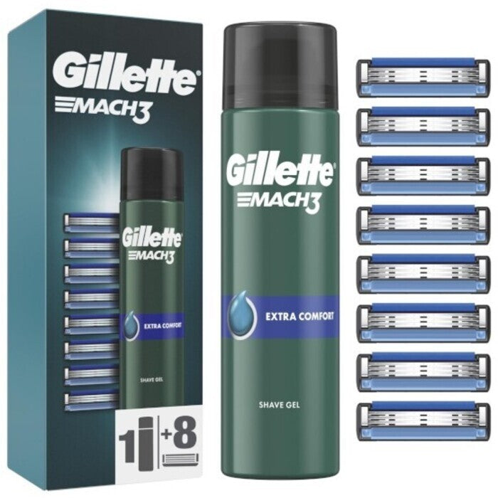 Gillette Mach3 Extra Comfort Shave Gel Set ( 8 Pcs ) 200ml