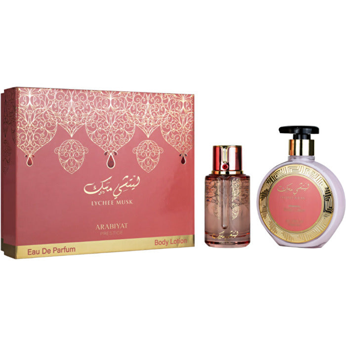 Arabiyat Prestige Lychee Musk Gift Set Eau De Parfum 100ml And Body Lotion 300ml 100ml