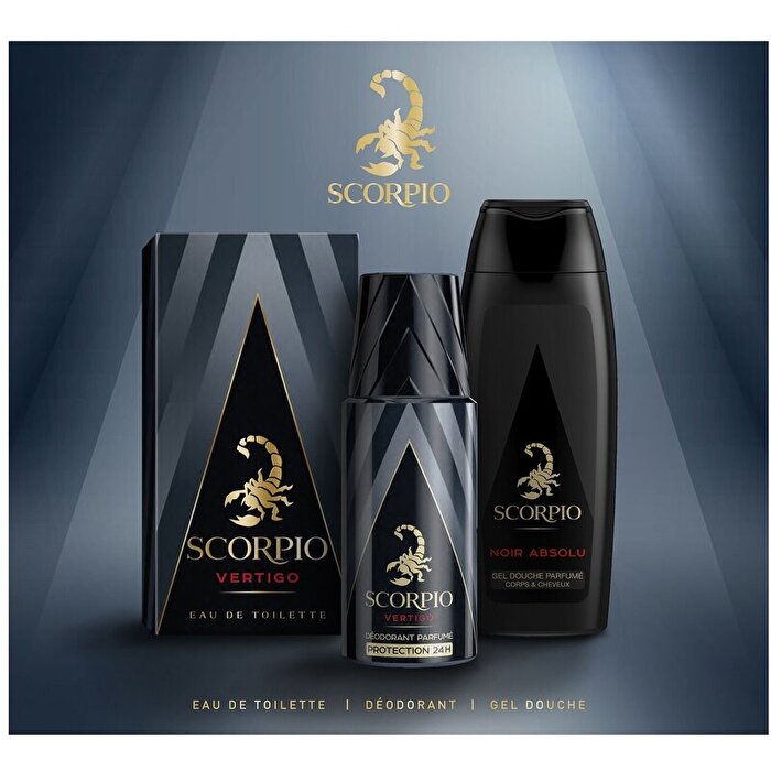 Scorpio Vertigo Gift Set Eau De Toilette 75ml Shower Gel 250ml And Deospray 150ml 75ml