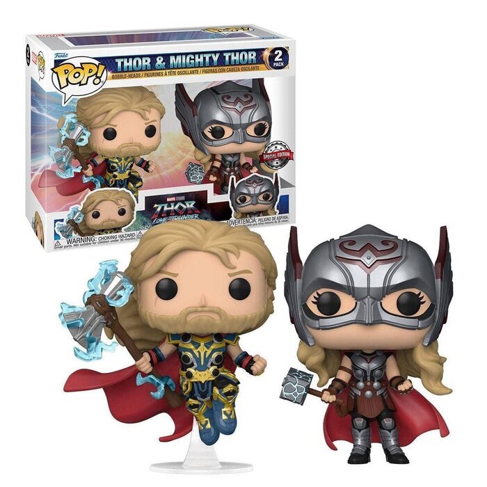 Funko POP! Marvel: Thor 4: Love and Thunder - Thor & Mighty Thor Toy Figures 16x21x9cm