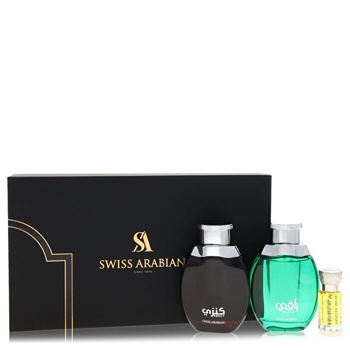 Swiss Arabian Kenzy Gift Set - Eau De Parfum in Raaqi & Kenzy + .4 oz Concentrated Perfume Oil in Private Musk