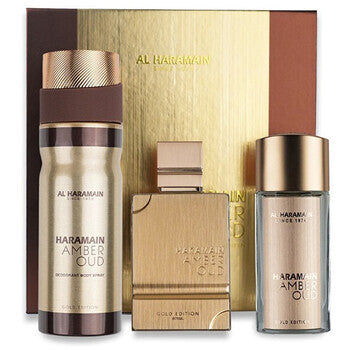 Al Haramain Amber Oud Gold Edition Extreme Gift Set Extrait De Parfum 75ml Extrait De Parfum 30ml And Body Veil 250ml 75ml