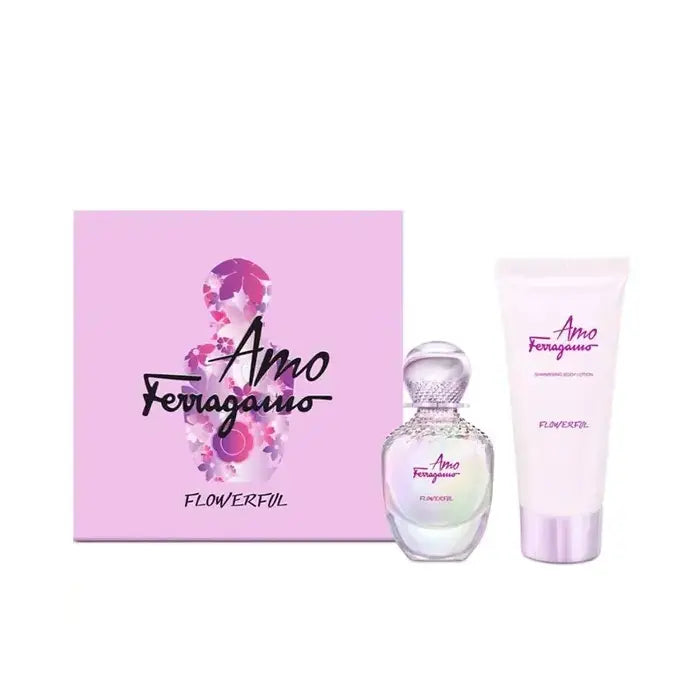Salvatore Ferragamo Amo Ferragamo Flowerful Woman Eau De Toilette 50ml & Shimmering Bl 100ml Travel Set