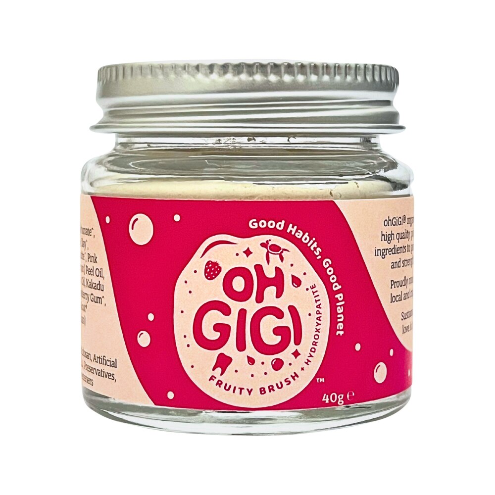 ohGiGi Tooth Powder + Hydroxyapatite Fruity Brush 40g