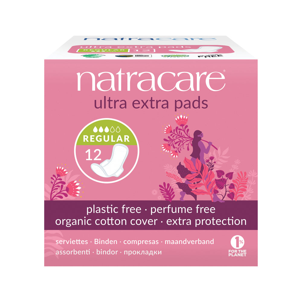 Natracare Ultra Extra Pads Normal with Organic Cotton Cover x 12 Pack