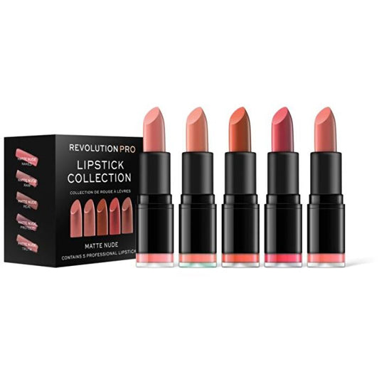 Makeup Revolution Matte Nude Lipstick Collection (5 Pcs) - Set Of Five Lipsticks 3.2g