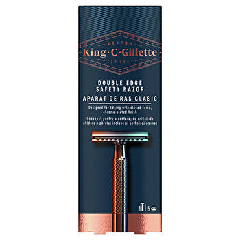 Gillette King Double Edge Safety Razor - Shaver & 5 Spare Blades