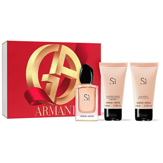 Armani Sí Gift Set Eau De Parfum 50ml Shower Gel 50ml And Body Lotion 50ml 50ml