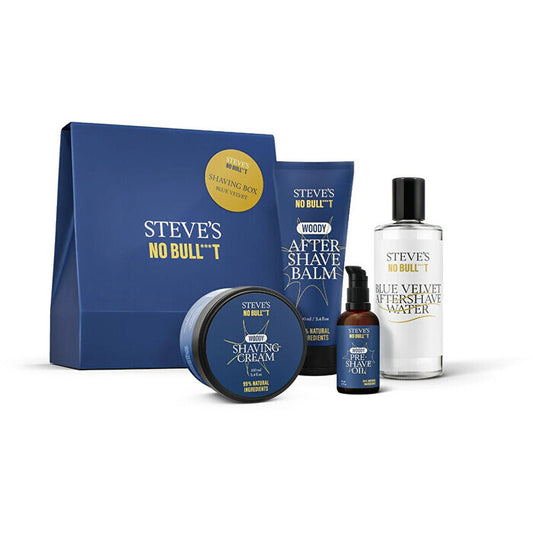 Steves No Bull***T Shaving Box Blue Velvet - Dárková Sada