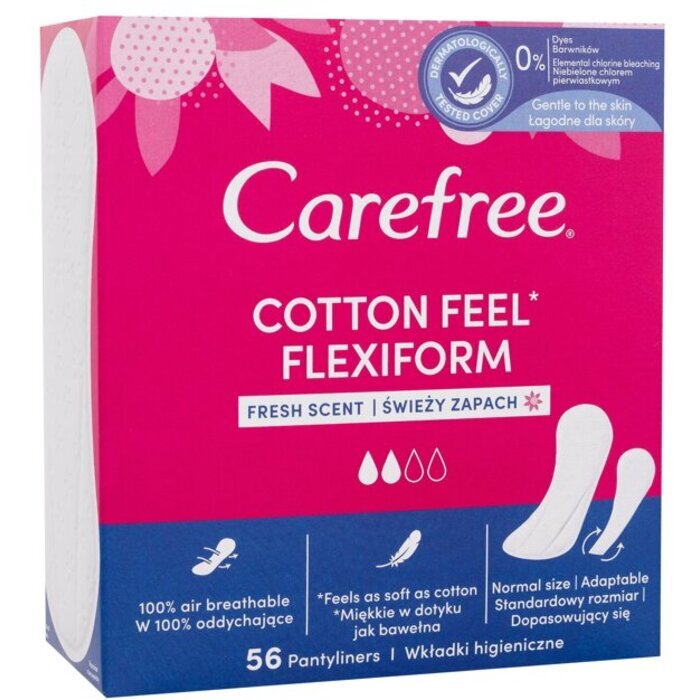 Carefree Cotton Feel Flexiform Fresh Scent - Intimky Se Svěží Vůní Vhodne Pro Běžne Spodní Prádlo I Tanga 56.0ks