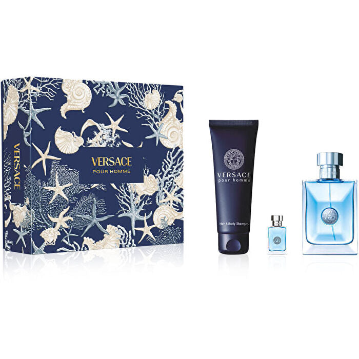 Versace Pour Homme Gift Set Eau De Toilette 100ml Miniature Eau De Toilette 5ml And Shower Gel 150ml 100ml