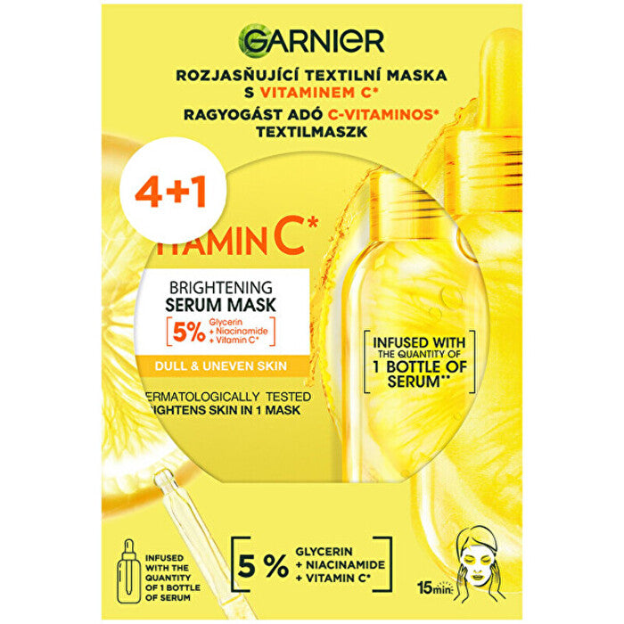 Garnier Vitamin C Brightening Serum Mask Set - Brightening Sheet Mask Set With Vitamin C