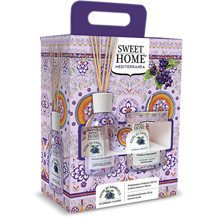 Sweet Home Collection Elderberry Flowers Set - Aroma Diffuser And Candle Gift Set