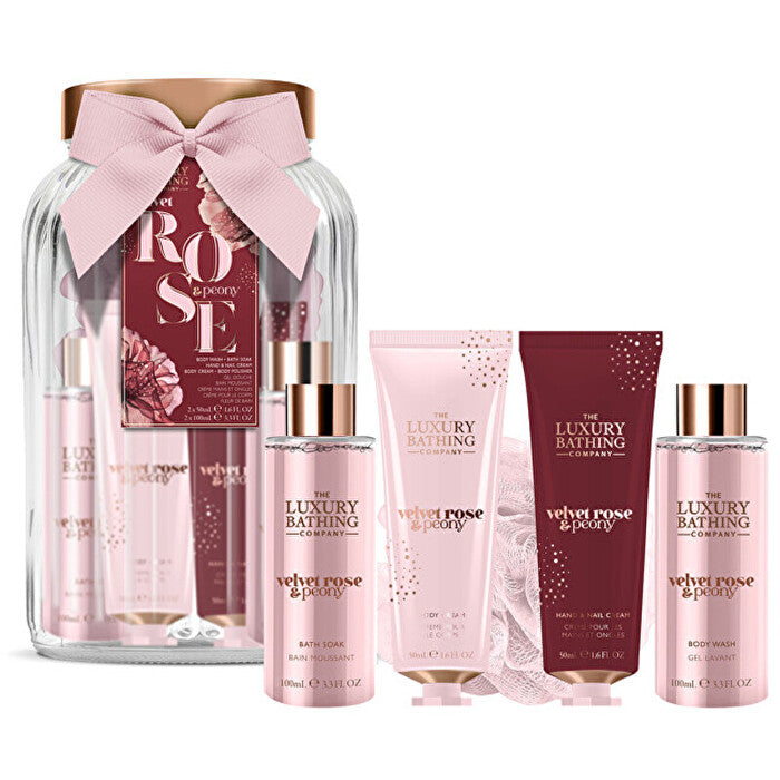 The Luxury Bathing Company Velvet Rose Gift Set In Glass Jar ( Rose & Peony )