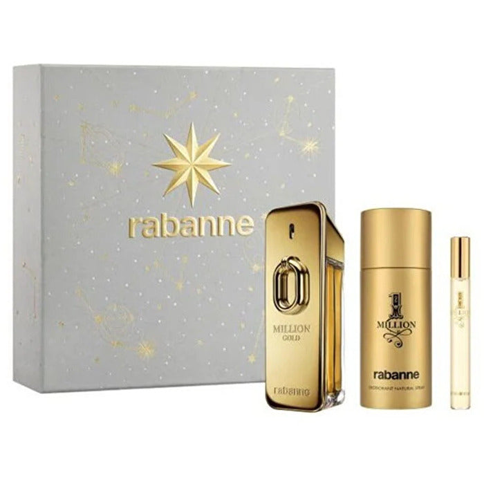 Paco Rabanne Million Gold Gift Set Eau De Parfum 100ml Deospray 150ml And Miniature Eau De Parfum 10ml 100ml