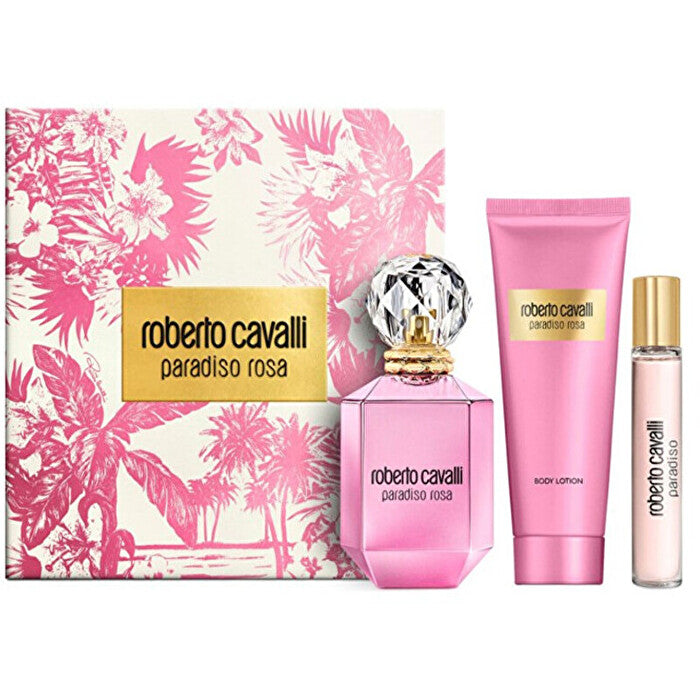 Cavalli Roberto Paradiso Rosa Dárková Sada Eau De Parfum 75ml Tělove Mleko 100ml A Miniaturka Eau De Parfum 15ml 75ml