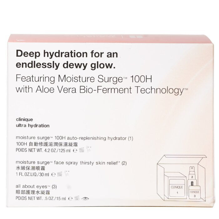 Clinique Moisture Surge Set: Moisture Surge 100H 125ml+ All About Eyes 15ml+ Moisture Surge Face Spray Thirsty Skin Relief 30ml 3pcs