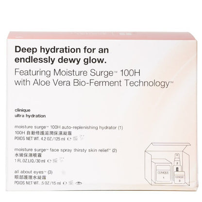Clinique Moisture Surge Set: Moisture Surge 100H 125ml+ All About Eyes 15ml+ Moisture Surge Face Spray Thirsty Skin Relief 30ml 3pcs