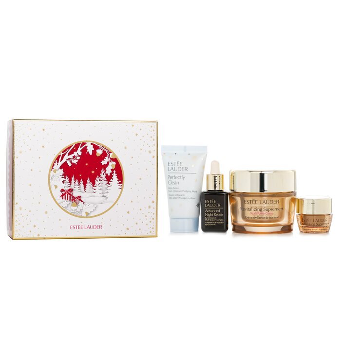 Estee Lauder Firm And Lift Wonders Set: Perfectly Clean Cleanser + Advanced Night Repair + Revitalizing Supreme + Eye Balm 4pcs
