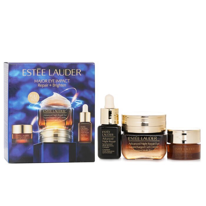 Estee Lauder Major Eye Impact Trio Repair + Brighten Skincare Set: ANR Eye Supercharged Gel Cream (15ml + 5ml) + Repair Serum 7ml 3pcs