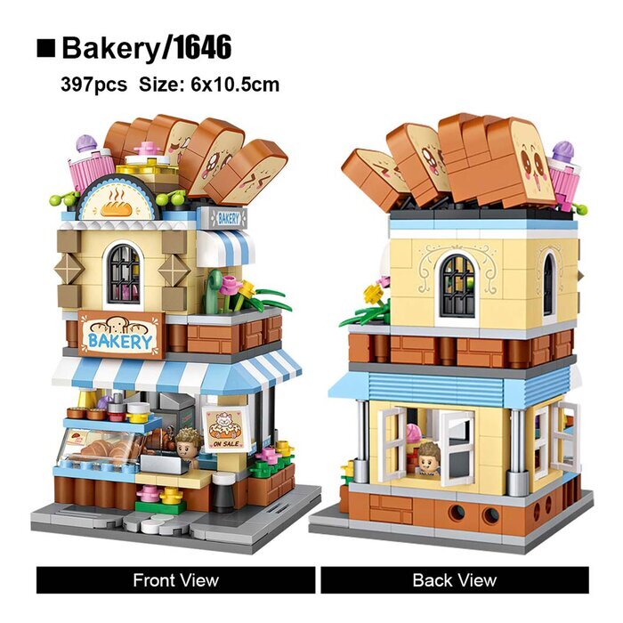 LOZ Street Series - Bakery Shop Building Bricks Set 19.5x16.5x4.5cm