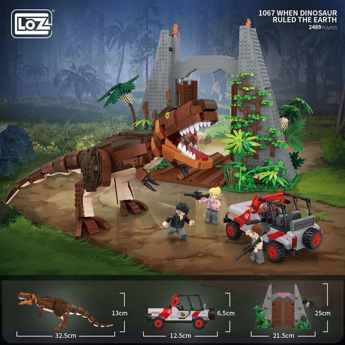 LOZ Mini Blocks - When Dinosaurs Ruled The Earth Building Bricks Set 40 x 28 x 9.5cm