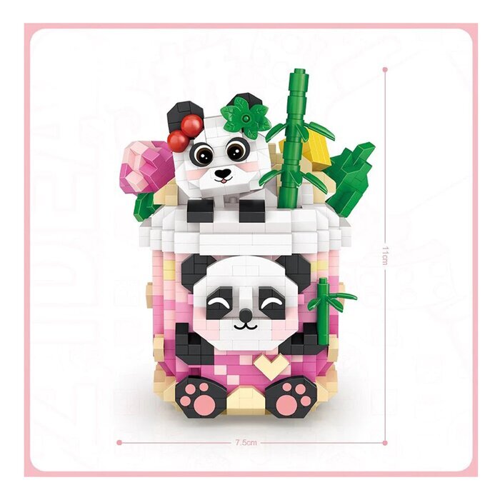 LOZ Mini Blocks - Panda Peach Oolong Building Bricks Set 11 x 11 x 11cm