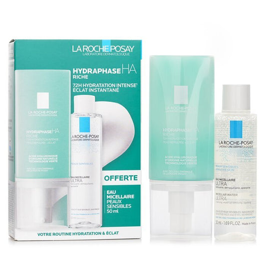 La Roche Posay Votre Routine Hydatation & Eclat Set: Hydraphase HA Riche Moisturizing  Cream 50ml + Micellar Water 50ml 2pcs