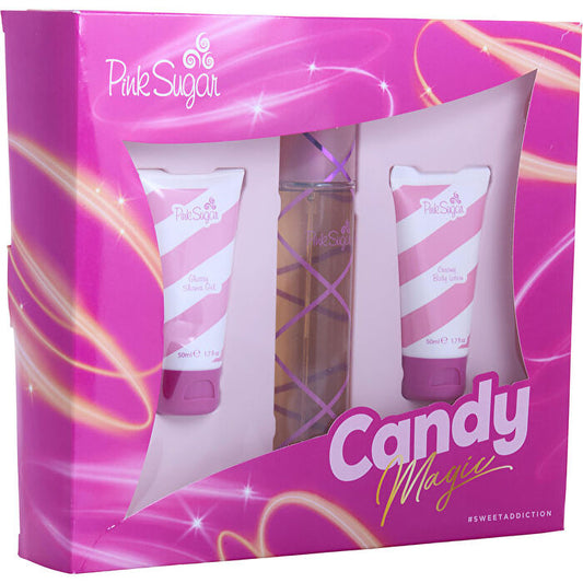 Aquolina Pink Sugar 3pc Set - Eau De Toilette & 50ml Body Lotion & 50ml Shower Gel 100ml