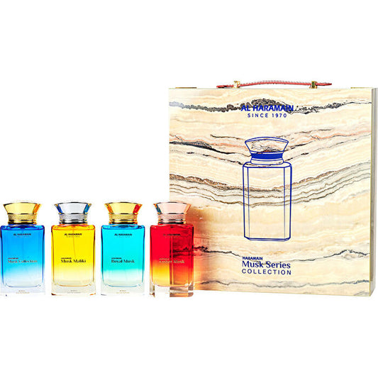 Al Haramain Musk Series Collection Gift Set Eau De Parfum 4x 100ml And Refillable Bottle 400ml
