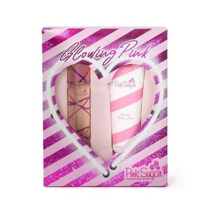 Aquolina Pink Sugar Glowing Pink Sweet Addiction Woman Set Eau De Toilette 100ml & Bl 250ml