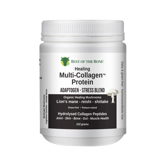 Best of the Bone Healing Multi-Collagen Protein Powder Adaptogen-Stress Blend (Organic Healing Mushrooms: Lion's Mane Reishi Shiitake)