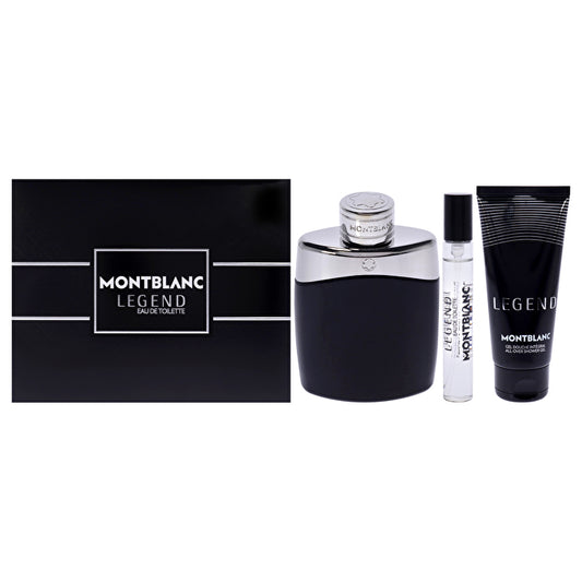 Mont Blanc Legend Men 3pc Gift Set - Eau De Toilette & Shower Gel & 7.5ml Eau De Toilette 100ml