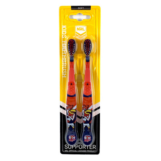 Nrl Mascot Kids Toothbrush - Roosters Sydney 2 Pack
