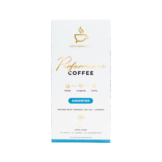 Before You Speak Performance Coffee Assorted 4.5g x 30 Pack (contains: 10 x OG, Caramel & Cinnamon Spice)