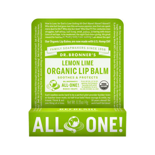 Dr. Bronner's Organic Lip Balm Lemon Lime Hang Sell 4g