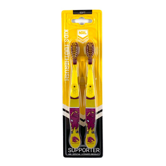 Nrl Mascot Kids Toothbrush - Broncos 2 Pack