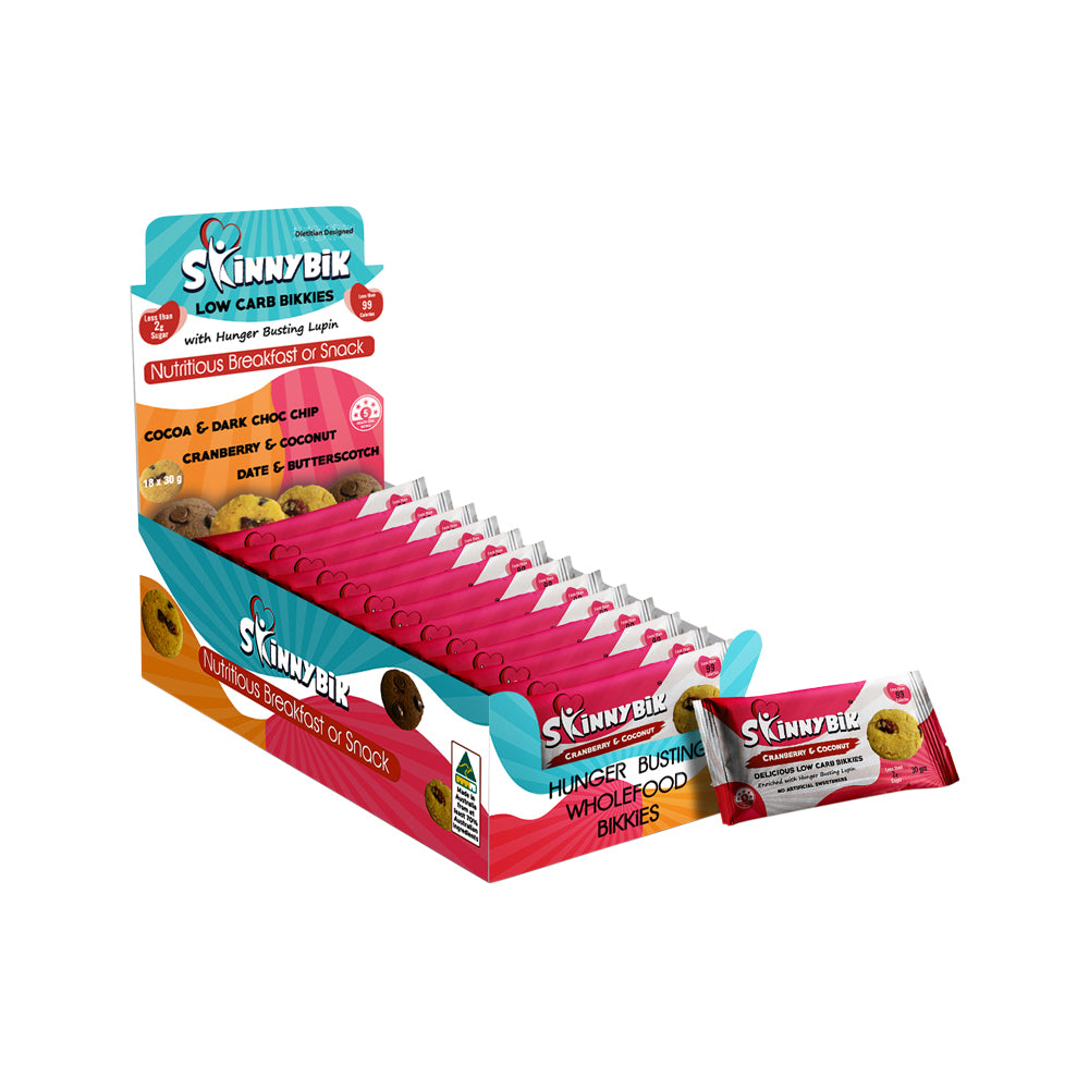 Skinnybik Biscuits Cranberry & Coconut (2 x 15g) x 18 Display